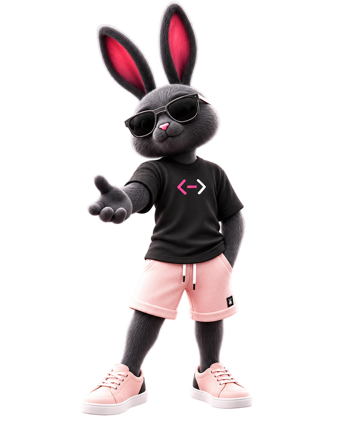 Mascote RabbitCode convidando ao contato